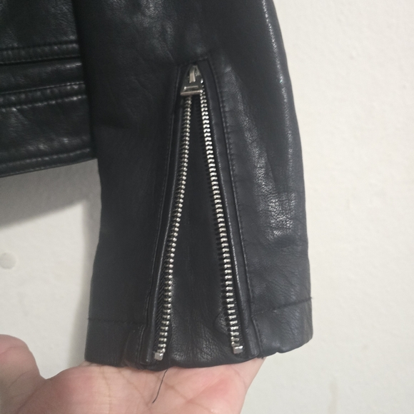 Topshop Black Leather Biker Jacket - Picture 6 of 11